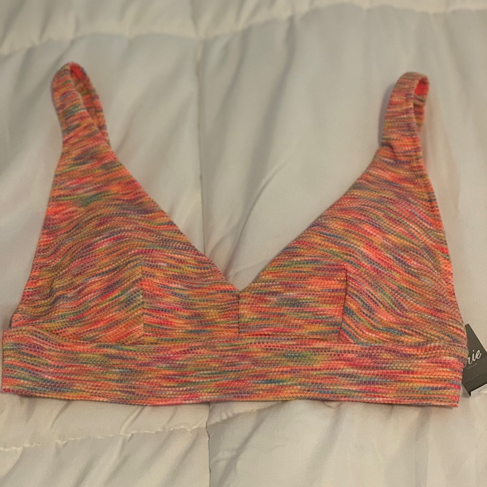 Aerie space dye pique v scoop bikini top, NWT, size small